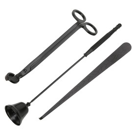 3PCS Stainless Steel Candle Fire Cover Wick Trimmer Scissors Candlewick Hook Accessories ToolBlack