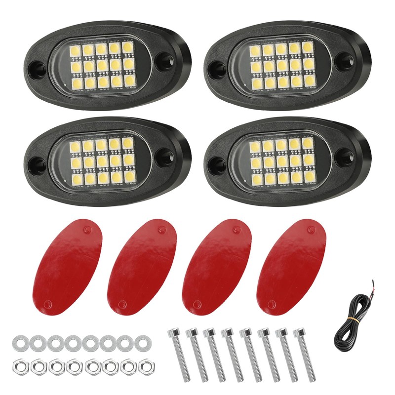 Winunite 4 Pods White Rock Lights 6000K Pure White UnderGlow