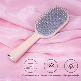 SHIDOW Air Cushion Hair Brush with hook handle for Women - Scalp Massager Detangling Wet&Dry Brush (Pink)