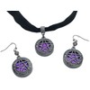 Gothicana by EMP Women's Black Purple Pentagram Jewellery Set, Polyester