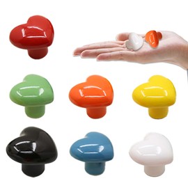 Zamety Set of 7 Cabinet Knobs, Heart-Coloured Furniture Knobs, 40 mm Knobs for Cupboards, Ceramic Knob for Cupboard, Suitable for Children's Room, Drawers, Cupboards, Kitchen