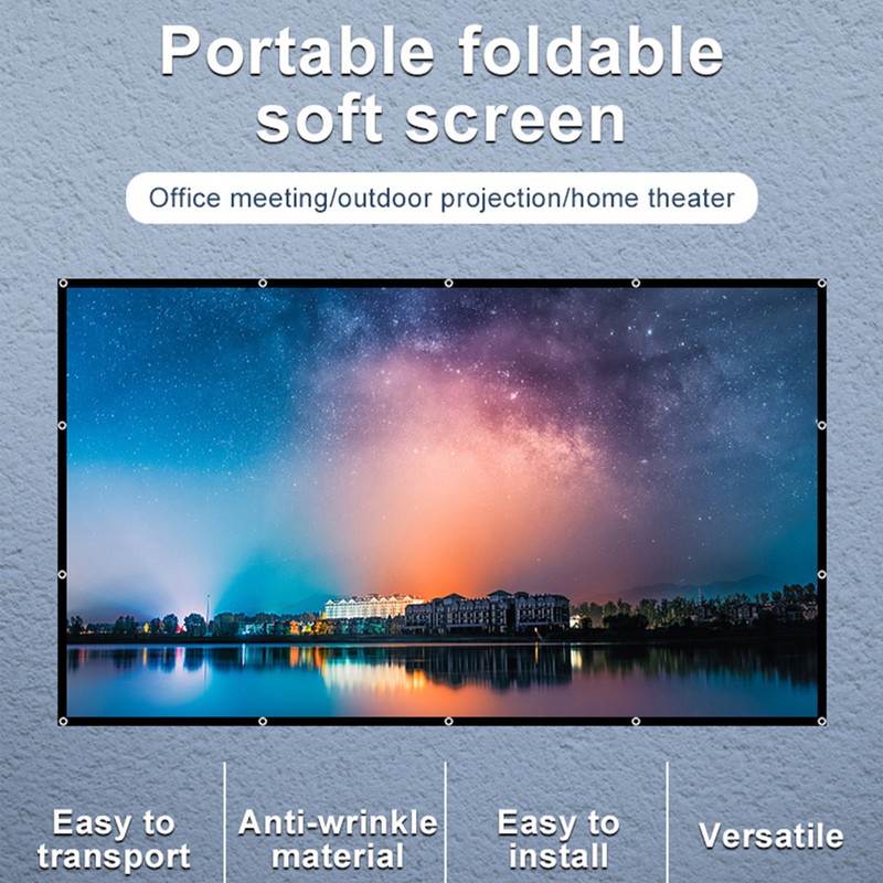 150 Inch Projector Screen 16:9 HD 4K Foldable Portable Double
