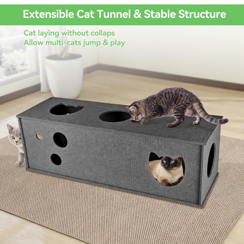 Cat Tunnel for Indoor Cats, DIY Transformable Cat Hideaway Cave,