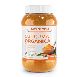 MELBLOOM | Cúrcuma Orgánica en Polvo | 400g | 100% Pura y Natural | Sin Azúcar y Sin Gluten | Apta para Dieta Vegana, Keto & Kosher | Producto Premium | Sin Aditivos