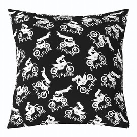 Feelyou 16"x16", 1 Pcs Dirt Bike Cushion Case Cushion Cover Motocross Rider Throw Pillow Covers Soft Extreme Sports Theme Decorative Pillowcase Black White Motorcycle Outdoor Pillows Covers Room Decor
