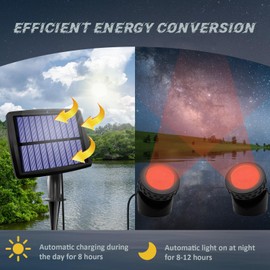 JUSTUP Outdoor Solar Pond Lights, 2 in 1 12 LEDs Waterproof Solar Underwater Pond Light Lighting Angle Adjustable Garden Spotlights, Auto ON/Off for Outdoor Garden Fish Tank Pool (2 Lamp RGB)