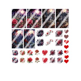 Gothic Moonlit Rose Garden Nail Art Decals - Waterslide Nail Decals (Adult Small)