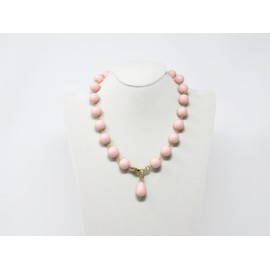 Light Pink Coral Paste Choker Necklace with Balls (14 mm) and Drop Pendant