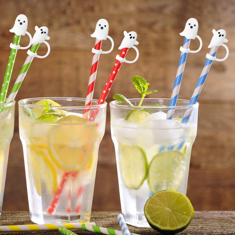 4 PCS Cute Ghost Straw Cover Cap,Straw Cover with 30&40