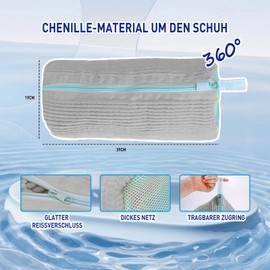 Shoe Cleaning Bag,Shoe Washing Bag for Washing Machine,Laundry Bag for Shoes,Fluffy Fibers 360° Wrap-Around Cleaning,Reusable Washer Shoe Bag for All Shoe Types and Sizes (Grey 2PCS)