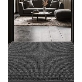 LUMI Door Mat, Non-Slip Indoor Outdoor Entrance, Fade Resistant Waterproof Doormat, Low Profile Easy Clean Entryway Mat, 23"x35", Grey Dot