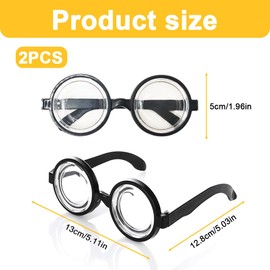 WUSJCOF Nerd Brille - Lustiges Hornbrille ohne Stärke - Kostüm Accessoire für Oma, Streber, Verrückter Professor oder Wissenschaftler (Schwarz)