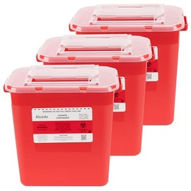 Alcedo Sharps Contenedor para uso doméstico de 2 galones (paquete de 3), aguja de riesgo biológico y eliminación de jeringas, grado médico profesional