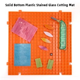 Stained Glass Cutting Mat, Solid Bottom Plastic Grid, Orange, 1 Pack