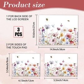 PLIGREAT 3 Pcs Laptop Skin Stickers Vinyl Decals for PC Notebook Laptops Keyboard Cover Laptop Case Protector Film Decorative Laptop Sticker Waterproof Removable Flowers Butterflies Bees Laptop Decals