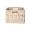 Loma Rectangular Rattan Storage Basket with Cut-Out Handles - White-Wash