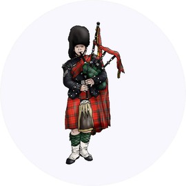 24 x 40mm Round 'Bagpipe Player' Stickers (SK00044925)