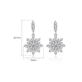 D Color VVS1 Clarity Moissanite Snowflake Earrings for Women, 14K Gold Drop Dangle Earrings, Unique Christmas Gift for Her (Snowflake-2, 14K Gold)