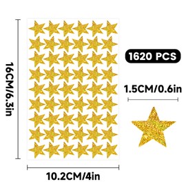 Holographic Gold Star Stickers 1620PCS Foil Gold Stars Stickers Self Adhesive Small Star Stickers for Kids Reward Chart Behavior Chart School Classroom Teacher Students Supplies, 0.6" Diameter
