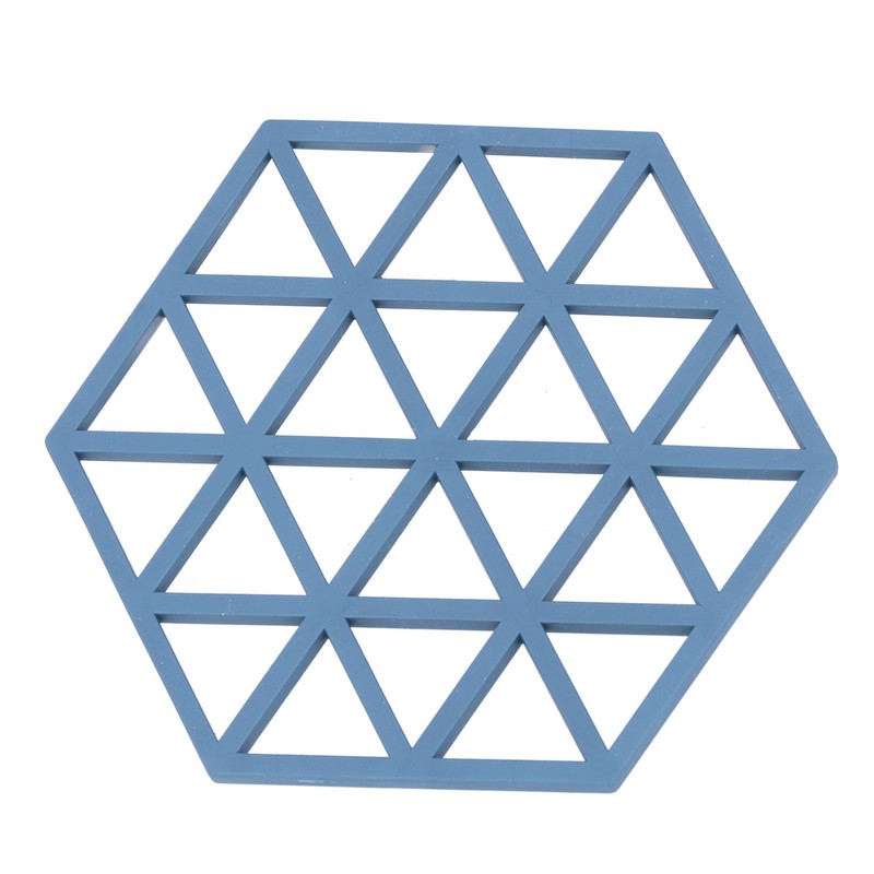 5pcs Table Mats Geometric Hex Shape Hollow Silicone Blue Insulation