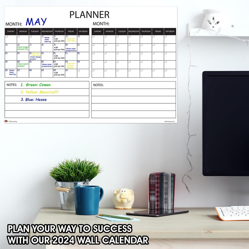 Wall Calendar Large Wet & Dry Erase Laminated Two Month