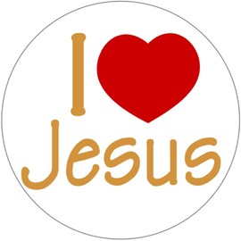 I Love Jesus - 10 Pack Circle Stickers 3" x 3" - Christian Christ Religious