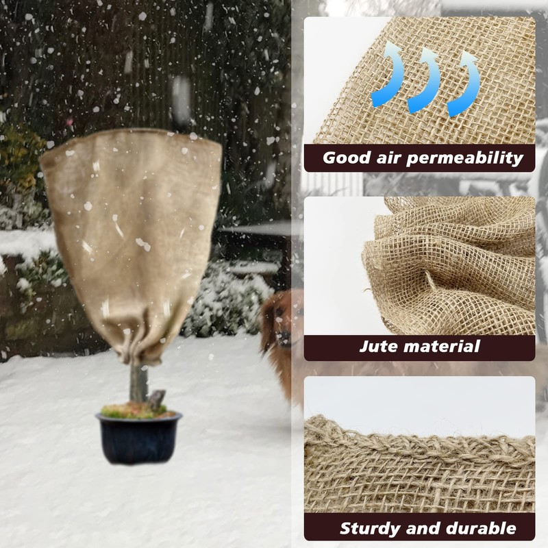 6 Pack 24” × 40” Burlap Winter Plant Cover Bags