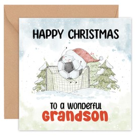 Grandson Christmas Card - Christmas Card Grandson - Xmas Card Grandson - For Boys Football 1st Family Special Teenage Funny - 14cm