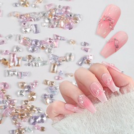 DANNEASY 200 Pieces Colorful Zircon Mini Nail Rhinestones, Clear Gems, 3D Nail Design Charms for Nails, Translucent Mini Diamond Nail Art Decoration
