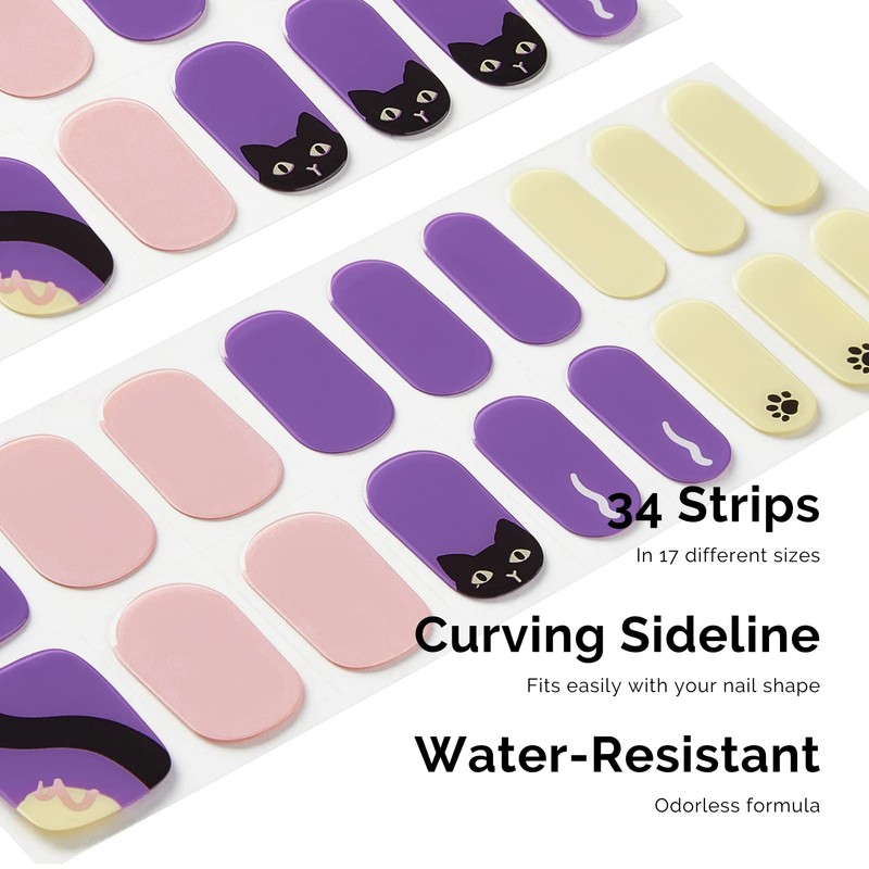 NAILOG Semi-Cured Gel Nail Strips, 34 Strips, Long Lasting, Salon