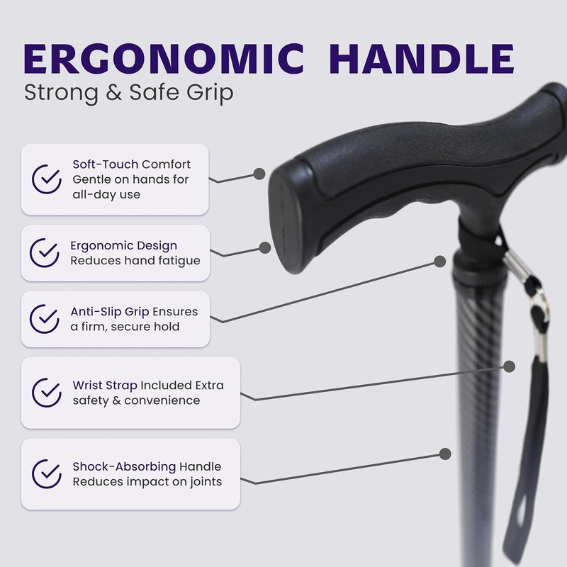 Dr. Aid Tripod & FourPod Walking Canes, Adjustable Non-Slip, Carbon
