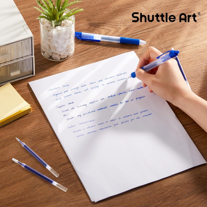 Retractable Gel Pen Refills, Shuttle Art 60 Pack Blue Rollerball