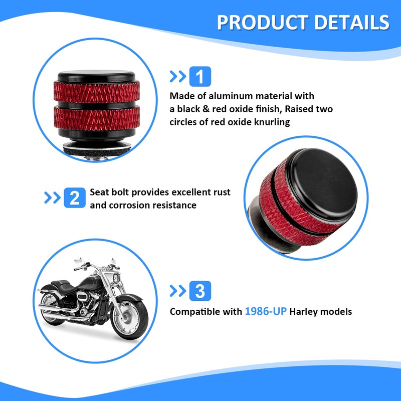 Wsays Seat Bolt Mount Screw Oxidized Black with Red 1/4"-20