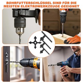 4 Stück Metall Bohrmaschin Schlussel, 4-In-1 Bohrfutterschlüssel Set, Verstellbarer Ratschen-Bohrfutterschlüssel, Tragbar Universal Zahnkranzbohrfutter Schlüssel