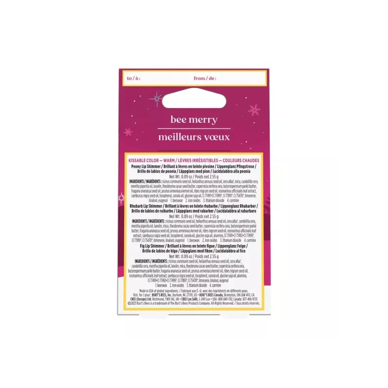 Burts Bees 버츠비 키스 가능한 컬러 웜 선물 세트 1EA