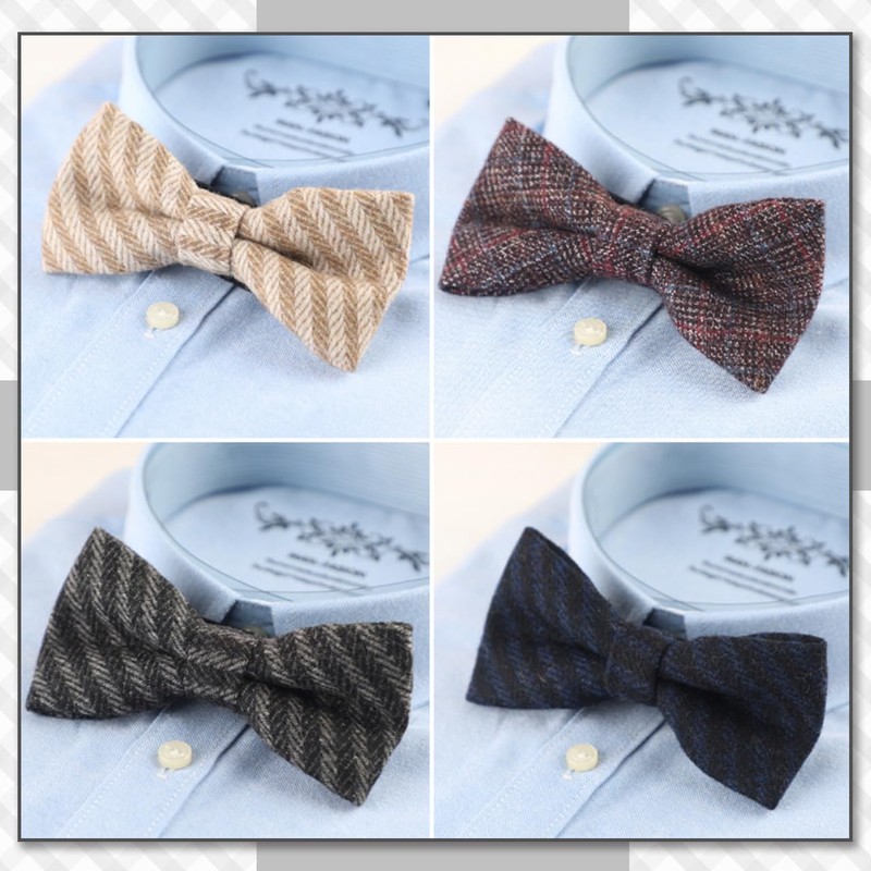 Chrome Crane NR009 Men's Bowtie, Bowtie, Wool, Checked, Stylish, Business