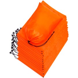 Drawstring Bag - Nylon Cinch and Ditty Stuff Pouch with Toggle (10 x 15-12 pack, Orange)