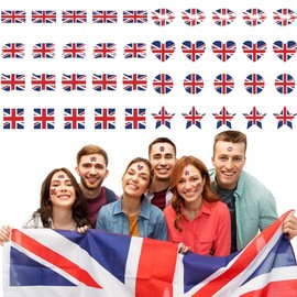King Charles III Coronation Tattoos,40 Pcs Temporary Tattoo Stickers Fade Resistant England Flag Sticker for King Charles Coronation UK Patriotic Coronation Ceremony Party Favors