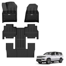 3W Floor Mats Fit for Jeep Grand Wagoneer/Grand Wagoneer L 2022 2023 2024 2025 8 seat (Not Fit for 7 seat), All Weather TPE Floor Liner for 1-3 Rows Full Set Car Mats Black