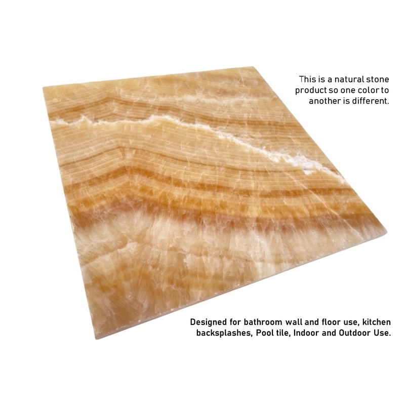 Tenedos Premium Gold Onyx 12x12 Polished Marble Tile - Natural