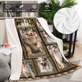 Australian Shepherd Dog Blanket, Fleece Throw Blanket for Couch Bed, Soft Cozy Warm Flannel Blankets and Throws for Sofa Living Room, Gifts for Dog Lovers, 60" x 80" Twin Size
