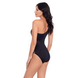 Miraclesuit Women's Swimwear Tribal Tigress JENA One Shoulder Underwire One Piece Swimsuit, Black/Multi, 16
