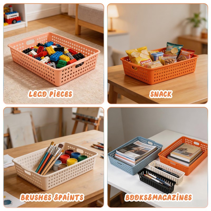Carperipher 10 Pack Plastic Storage Baskets,Turn-in Paper Trays Classroom with