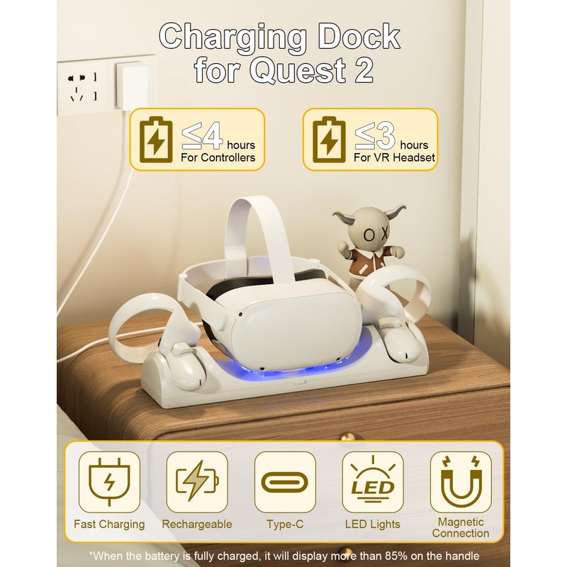 VR Charging Dock for Meta Quest 2, TanReginal Magnetic Charging