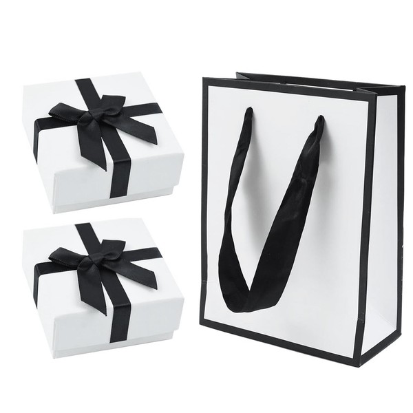 Amusingtao 2pcs Small Jewellery Gift Box with Bag White Jewellery