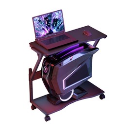 Pholiten Computer Tower Cart，23.23IN to 31.1IN Height Adjustable Computer Tower Stand Under Desk，2-Tier ATX-Case PC Floor Stand, Under Desk Printer Stand with Rolling Wheels,25.19" Lx11.81 W*31.1" H