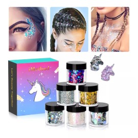 IMethod Brillo Holográfico Lentejuelas Cara Cuerpo Ojo Cabello 6 Pzs
