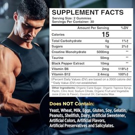 Gomitas de monohidrato de creatina, creatina para mujeres y hombres, gomitas de monohidrato de creatina preentrenamiento con taurina, vitamina B6 y B1
