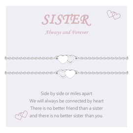 MANVEN 2/3 Piece Sister Bracelet Sister Gift Matching Bracelets for Sisters Heart Bracelet Made of 316L Stainless Steel Gift for Big Sister Birthday Children's Bracelet