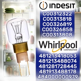 Fridge Bulb 15W 230/240V with Base Plate X7E T-Click with Original Code 484000000979 for Whirlpool - MONTERAL